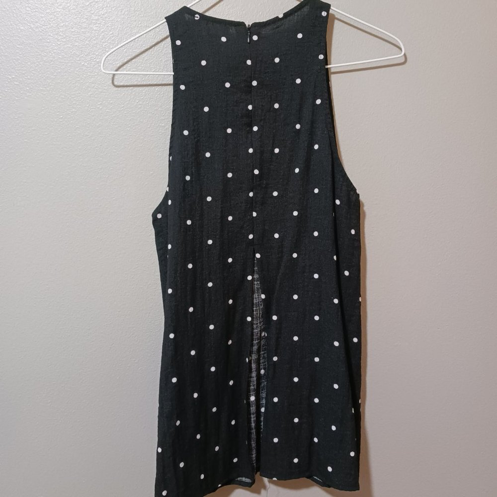 Everly Black White Polka Dot Open Back Sleeveless Top Size Small - Picture 3 of 4